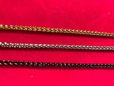 #ad 16quot; 60quot; 3mm Gold Silver Black Plated Stainless Steel Braided Wheat Necklace $12.00