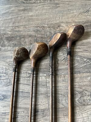 #ad Lot of 4 Antique Vintage Hickory Fairway Wood Spalding Gold Medal Golf Clubs $79.99