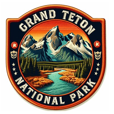 #ad Grand Teton National Park Patch Iron on Iron on Applique Nature Badge Wyoming $24.87