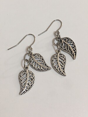 #ad Filigree Leaf Silver Charm Dangle Fashion￼ Earrings Women’s Ladies￼ $13.98