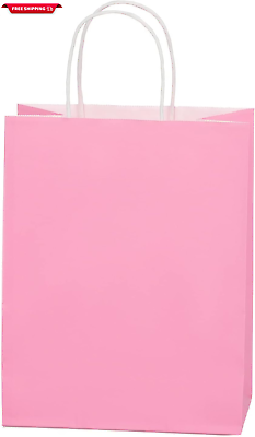 #ad 24PCS Pink Kraft Paper Gift Bags with Handles Bulk 8#x27;#x27;X4.25#x27;#x27;X10.5#x27;#x27; Mothers#x27; D $22.71
