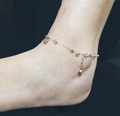 #ad 10k Yellow Gold Anklet Women Link Chain 10quot; Inches $256.08