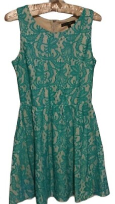 #ad Vintage Green Lace Dress Sz Sm $21.99