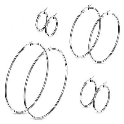 #ad Hoop Earrings Stainless Surgical Steel Hypoallergenic Select Size $9.99