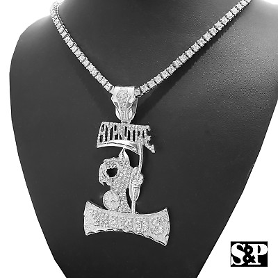 #ad Hip Hop HYPNOTIZE MIND pendant amp; 18quot; 1 Row Diamond Tennis Choker Chain Necklace $19.99