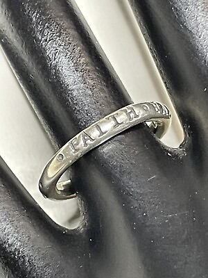 #ad STERLING SILVER quot;FAITHquot; RING SIZE 6.5 BAND 3MM STACKABLE 2429 $18.09