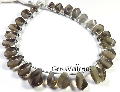 #ad Natural Smoky Quartz Twisted Teardrop Faceted Briolette Gems Beads 9 16m GV 2230 $19.59