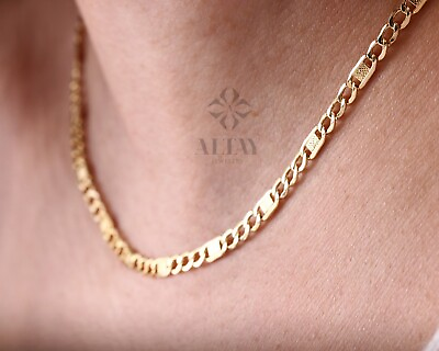 14K Gold Figaro Chain Necklace Two Tone Light Mariner Choker Layering Chain $259.25