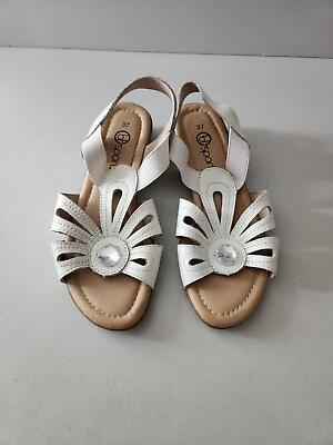#ad Sportz Comfort Sandals Strappy Heels Shoes Womens Size 37 White Embellished AU $13.96
