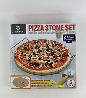 #ad Pizza Stone Deluxe Set 13” Round Ideal For Cooking Homemade Or Frozen Pizzas $19.99