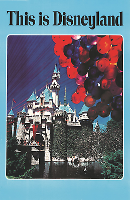 #ad This Is Disneyland Promotional 1977 Poster Print 11x17 Snow White Castle Baloons $16.19