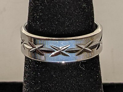 #ad ArtCarved 14k White Gold Etched Band Ring 4.47g Sz 5.5 $254.96