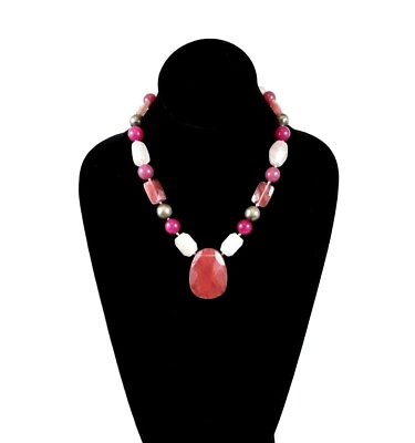 #ad TALBOTS Pink Semi Precious Stone Beaded Necklace $24.62