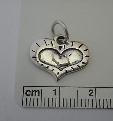 #ad Sterling Silver 14x17mm Whimsical Heart in a Heart Charm $26.59
