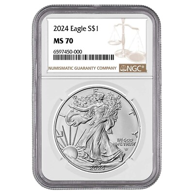 #ad Presale 2024 $1 American Silver Eagle NGC MS70 Brown Label $54.95