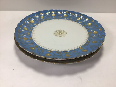 #ad V78 Pair of Vintage Antique Blue amp; Gray Floral Printed Plates 1913 Set of 2 $180.00