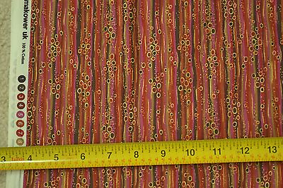 #ad By 1 2 Yd Metallic Gold Bubbles on Red amp; Pink Quilt Cotton Makower UK M6707 $5.50