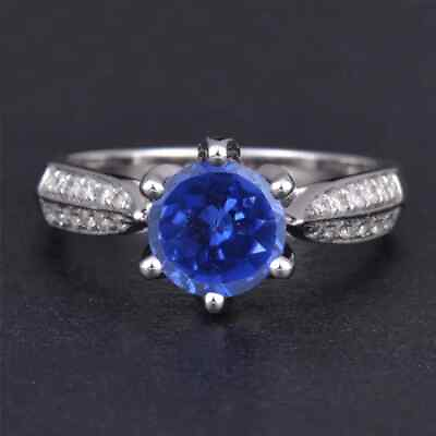 #ad 14K Gold 1.50 Carat Natural Royal Blue Tanzanite IGI Certified Diamond Ring $375.75
