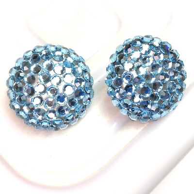 #ad Sparkly Blue Rhinestone Clip On Earrings Statement Jewellery Mother#x27;s Day GBP 12.00