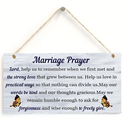 #ad Marriage Prayer Wood Plaque Wall Hanging Decoration Home Decor Gift Wood Sign $12.98