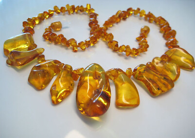 #ad Massive Genuine Honey Amber Beautiful Baltic Amber Necklace 19 gr. $19.99
