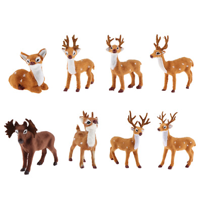 #ad Christmas Reindeer Elk Deer Figurine Ornament Home Decor Toy Gift $8.62