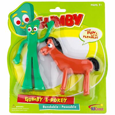 #ad Gumby and Pokey 6quot; Pair Rubber Bendable Figures $16.99