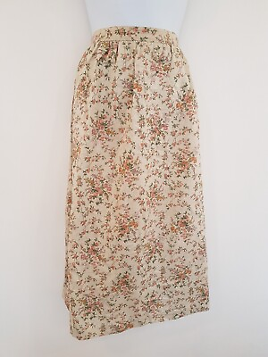 #ad Vintage Skirt Floral Midi Cottagecore Summer Size 10 12 Cotton Feel Retro Boho GBP 35.00