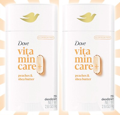 #ad 2 Dove VitaminCare Women’s Deodorant Peaches amp; Shea Butter Aluminum Free 2.6 OZ $21.99