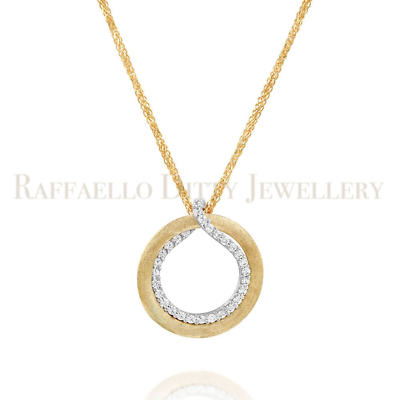 #ad 14k Gold Circle Pendant Necklace Matte Rough Finish with Zircon Gift for Mom $319.33