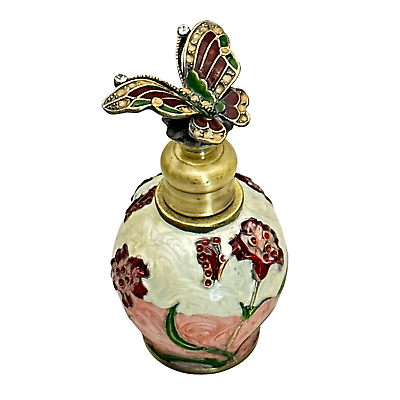 Evenchae Butterfly amp; Flowers Glass Perfume Bottle 6 ml Empty w Gift Bag $17.99
