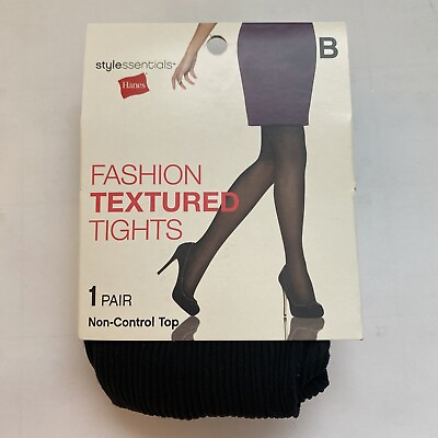 #ad Hanes Sz B Non Control Top Style Essentials Fashion Textured Black Tights $7.99