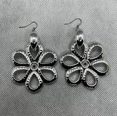 #ad Large Lightweight Dangle Flower Fashion Earrings Silver Gold $5.99