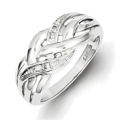 #ad Sterling Silver Rhodium Plated Diamond Ring QR5783 $46.99