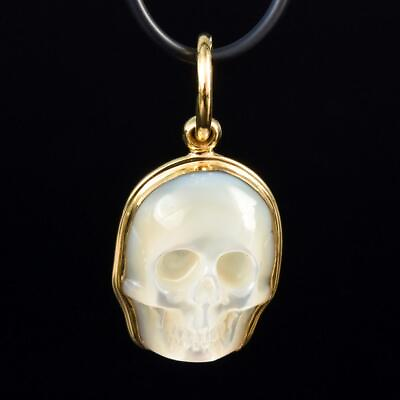 #ad Skull Pendant Gold Vermeil Sterling Silver Mother of Pearl amp; Abalone Shell 6.08g $56.00