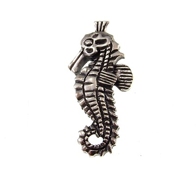 #ad Handcrafted Solid 925 Sterling Silver Nautical Ocean Seahorse Slide Pendant $16.46