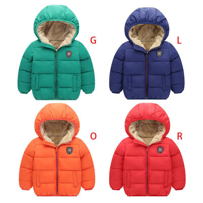#ad Children Kids Boys Girl Warmer Thicken Hooded Fleece Jacket Coat Outerwear 2 7T $18.99