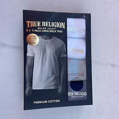 #ad True Religion Men’s 3 1 Pack Crew Neck Tees Premium Cotton 3 Colors $24.99