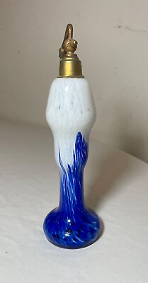#ad antique Czechoslovakian hand blown glass perfume scent bottle brass atomizer $119.99