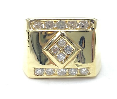 #ad .50 ct NATURAL DIAMOND mens signet pinky ring SOLID 14k yellow gold $888.00