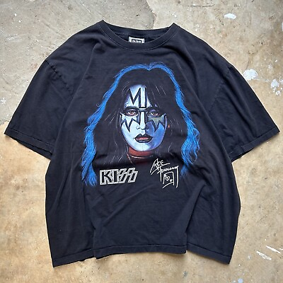#ad Vintage KISS Ace Frehley Single Stitch Big Face Graphic Band T Shirt Men’s 3XL $111.99