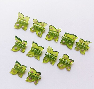 #ad 10pcs exquisite handmade Lampwork glass beads green butterfly 15*16mm $15.99