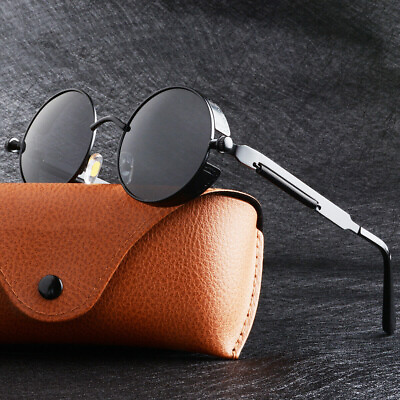 #ad Retro Round Polarized Sunglasses Men Women Vintage Gothic Steampunk Glasses $9.96
