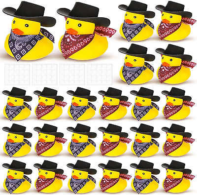 #ad Set of 24 Cowboy Rubber Duck with Hat and Scarf Mini Rubber Duckies Bath Party $28.99