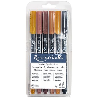 #ad Realeather R Crafts Leather Markers 6 Pkg Earthtones $19.70