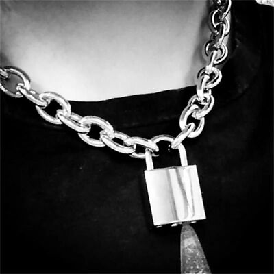 #ad Hot Lock Chain Necklace Punk Stainless Steel Link Padlock Pendant Gothic Jewelry $11.99
