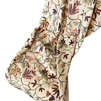#ad Essential Classics 100% Wool Embroidered Fringe Wrap Scarf Floral Shawl 27x80 $20.69