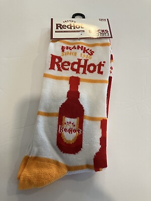 #ad #ad Frank’s Red Hot Sauce Socks Mens Crew One Pair Novelty Gift Red White Size 6 12 $6.99