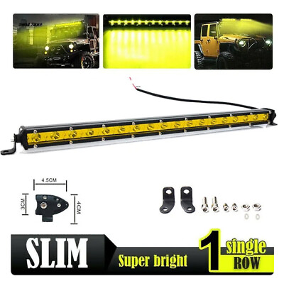 #ad SUV Car Yellow Light 32“ Slim LED Light Bar UTV 4X4 Truck Offroad 4WD Single Row $45.99