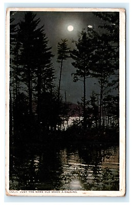#ad Just the Same Old Moon A Shining Phostint Full Moon 1912 Nature Postcard B3 $2.99